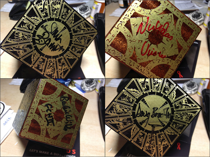 All 4 Cenobites Signed Hellraiser Puzzle Box